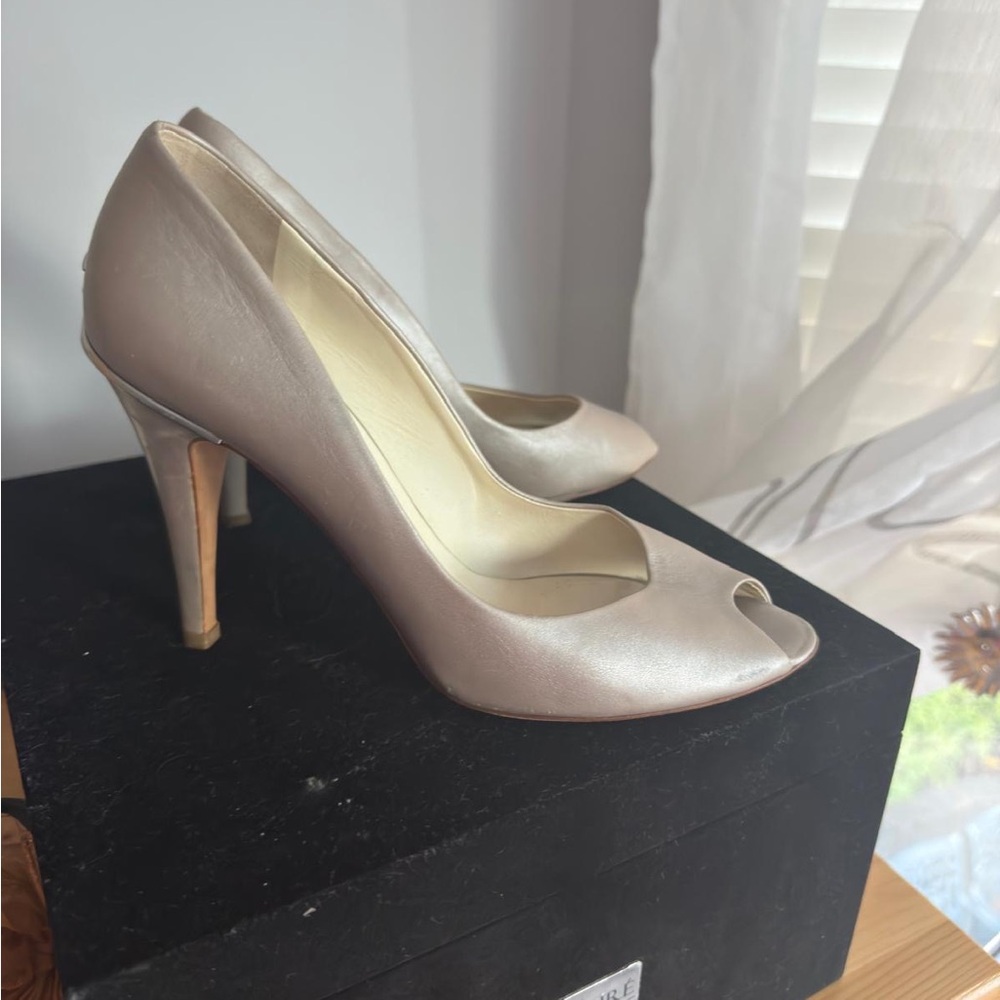 CHANEL Cream Peep-Toe Heels